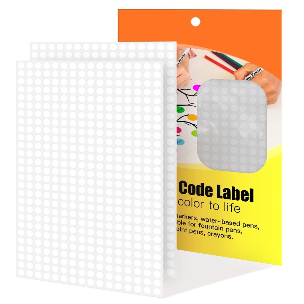 9579 0.25 Inch White Color Coding Stickers,4200 PCS Small Round Circle